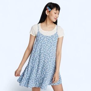 Wild Fable Blue Floral Babydoll Mini Dress